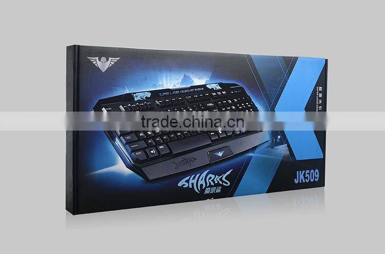 2015 the latest 3 colors LED light crack backlit professional gaming computer keyboard---JK666