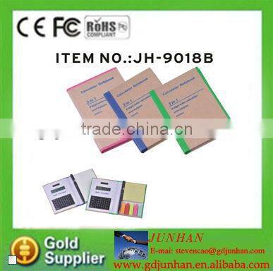 2015 promotional brand pu leather mini notepad with pen and calculator