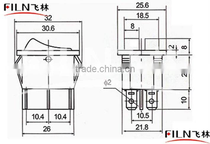 KCD8 12V 24V 110V 250V Green red blue yellow 6 pin on-off electronic switch with lamp