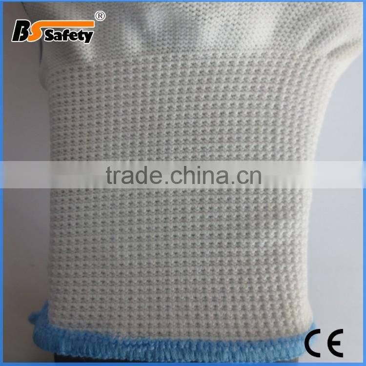 BSSAFETY Colored Nitrile coated 13 needle polyester PVC working glove printed logo