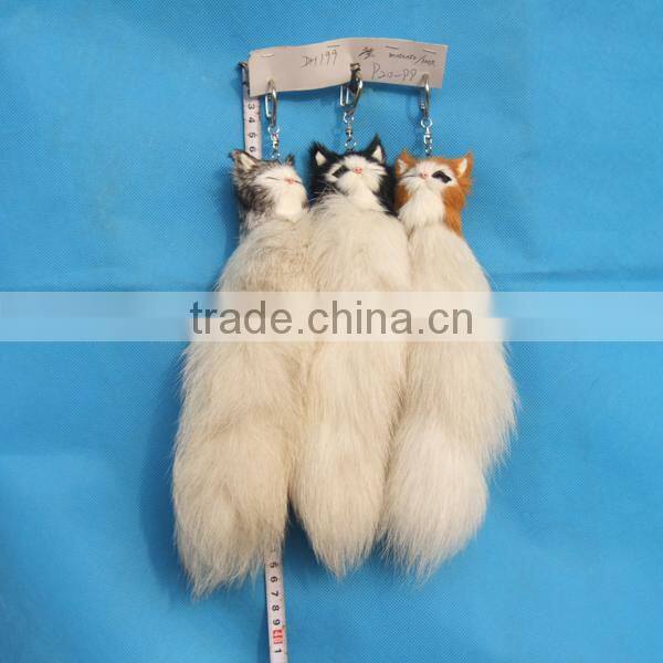 cheap fake fur fox tail keychain for bags/phone