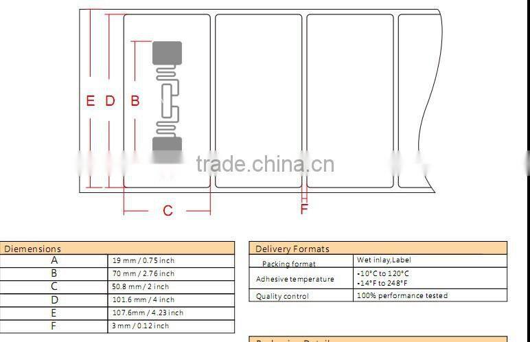 printable PET uhf Printable EPC CLASS1 GEN2 Alien Chip 860~961 MHZ RFID Smart Label for aviation