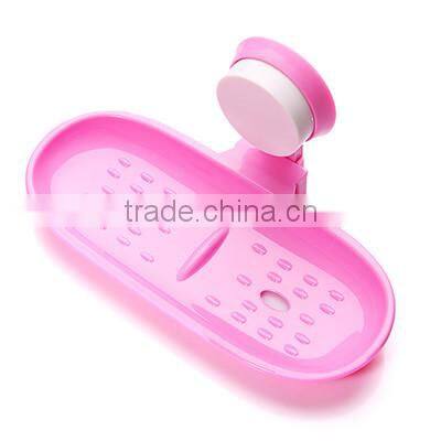 plastic Bathroom Soap Dish Holder Corner Shower Rack Bath w Suction Cup