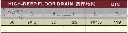 UPVC plastic high-deep floor drain DIN /plastic floor drain