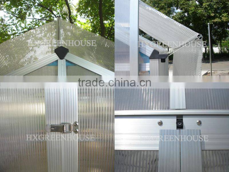 Popular hot sale China latest model aluminium garden greenhouse withstand heavy winds and snows