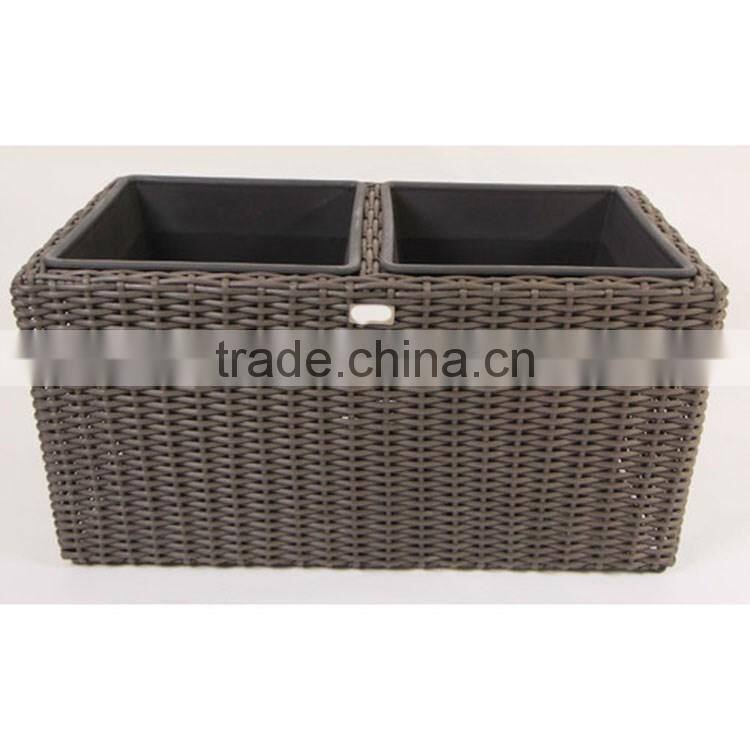 S&D Garden furniture hand made Plant pot rectangle wicker rattanlarge size plastic flower pot