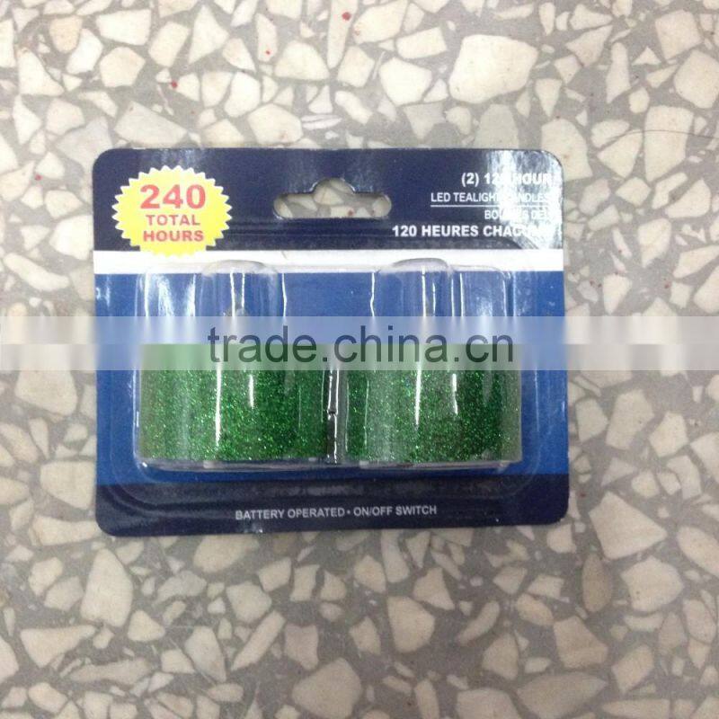 Christmas Glitter Battery Powered LED Tea Lights flameless Flickering 2 Pack flicking led gliter tealight candles