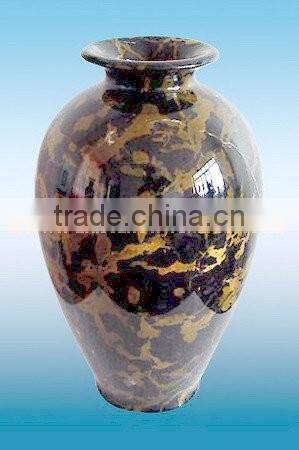 NATURAL BLACK AND GOLD MARBLE FLOWER VASES