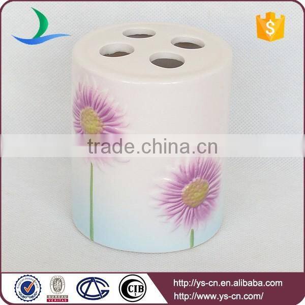 Beautiful Bathroom Toilet Ceramic Bath Set in Purple Sunflower Design
