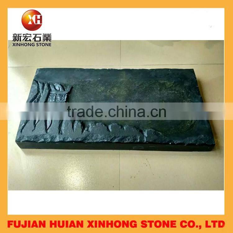 dark green square slate serving googfu tea tray