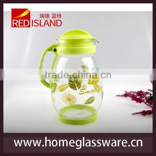 2L glass water pot with plastic handle