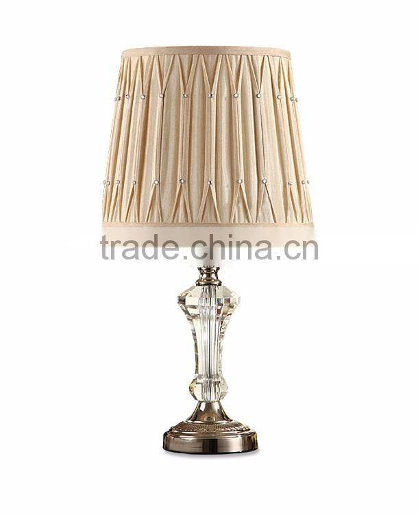Luxury K9 clear crystal carving fabric lampshade table lamp