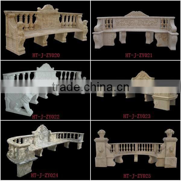 White Stone Marble Garden Table Bench