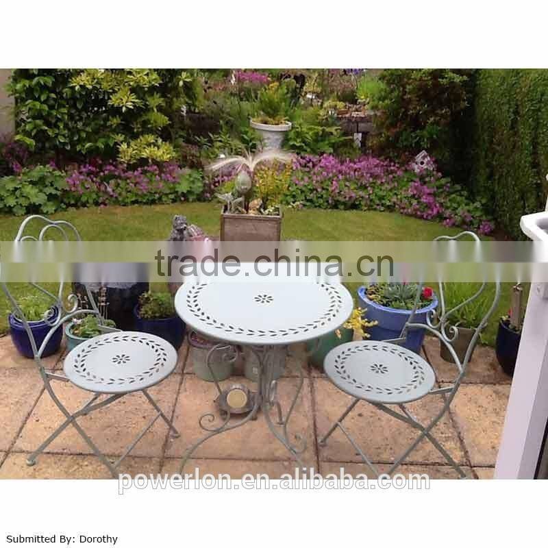 Lovely stylish wrought iron patio set outdoor furniture 2 chairs 60cm round