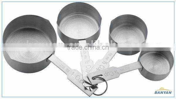 Stainless steel custom measuring cups 4pcs different size, brand name cups