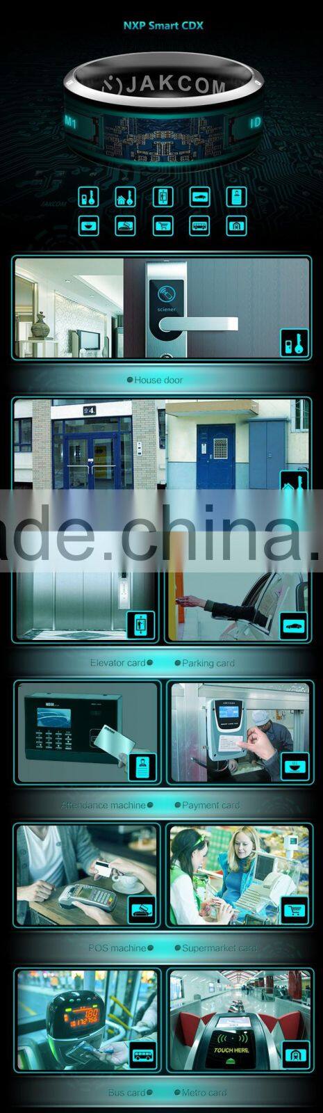 2016 New Generation Smart Ring Jewelry Factory Price Customized Nfc Smart Ring Mens and Womens Rings Size Available