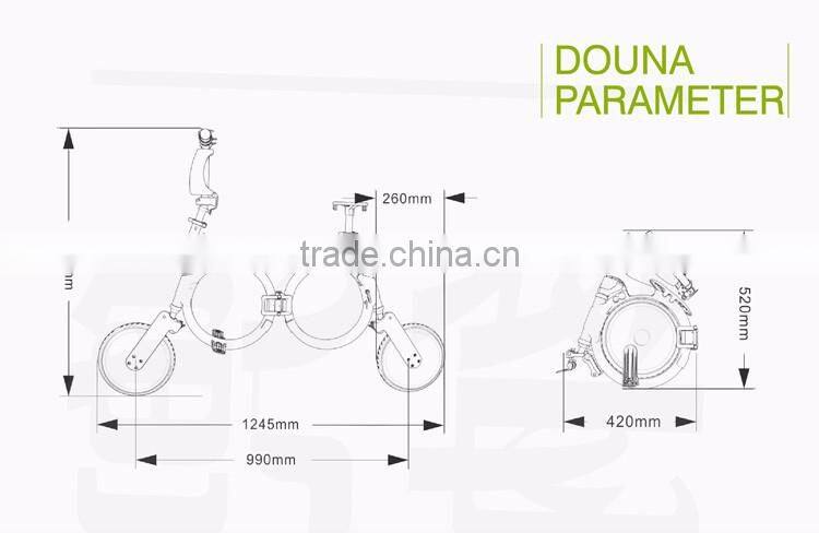 Super Cool Foldable Douna K1 Light Mini Portable Electric bicycle with Lithium