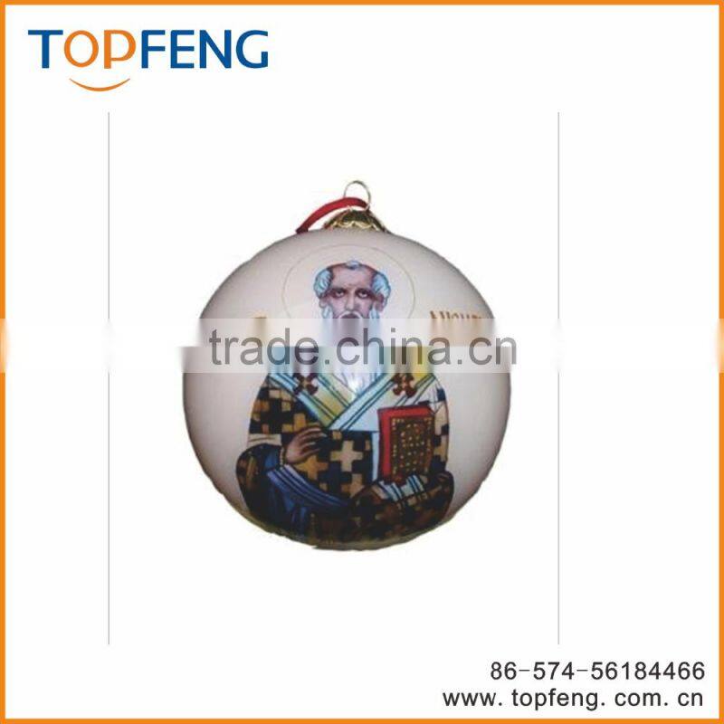2016 hot design glass christmas painting ball/hanging glass ball/hanging glass ball