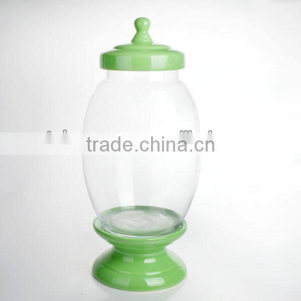 Fancy glass water and beverage dispenser with ceramic lid and stand