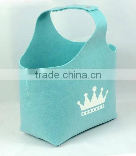 Mini Blue Desktop Felt Magazine Storage Basket(Small)