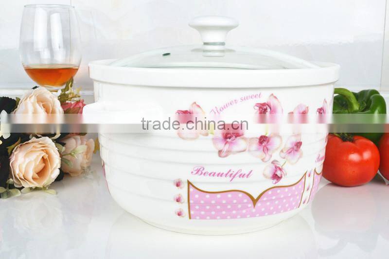 9" porcelain round microwave saucepan with glass lid