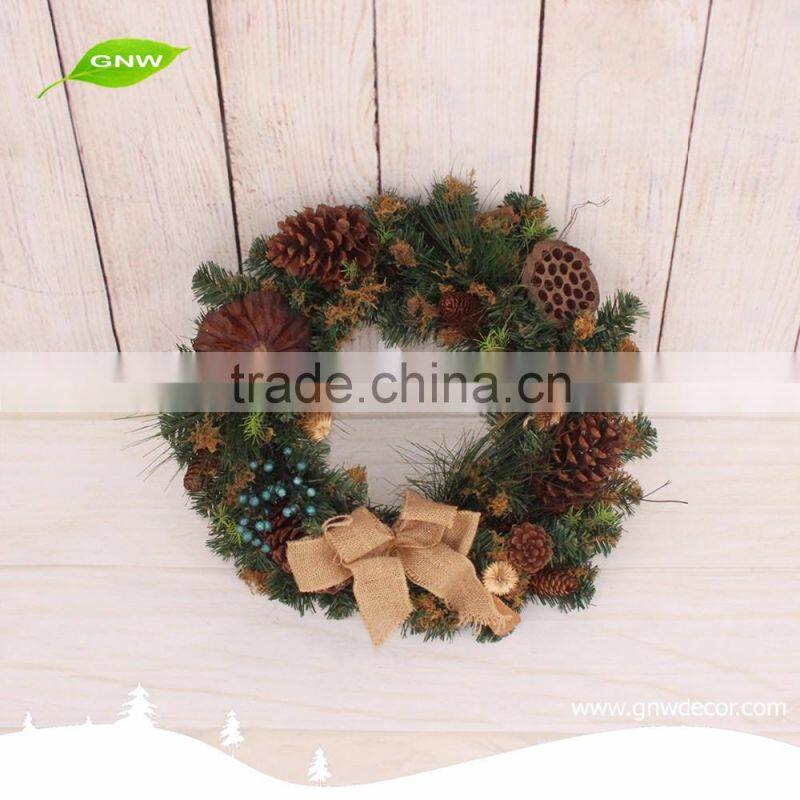 GNW CHWR-1605007 Customized Promotional Wholesale Artificial christmas wreath for Christmas ornaments