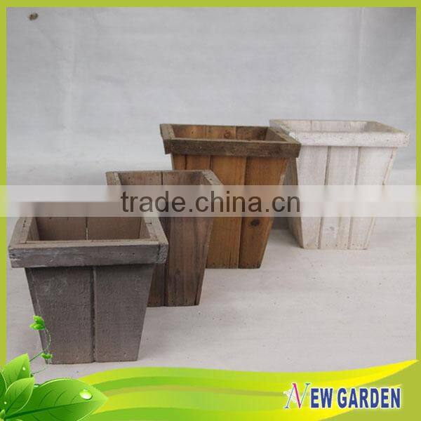 Factory direct offered special design high grade wooden rectangular flower pot
