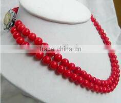 wholesale 2 rows 17-18" 7-8mm original coral beads necklace