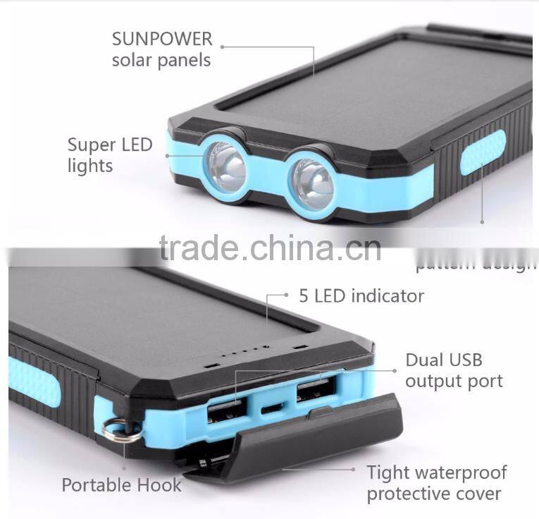 Solar phone charger 10000Mah with Aluminum material