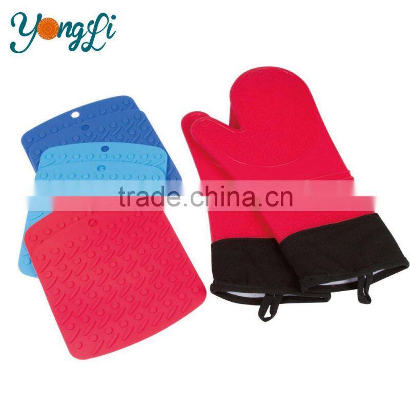 Wholesale Heat Resistant Cooking Silicone Oven Mitts And Pot Holder