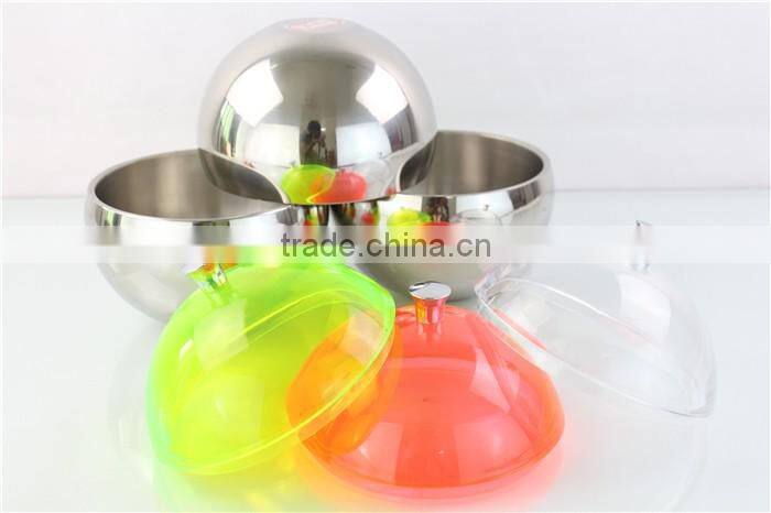 Spherical Stainless Steel Ice Bucket Ice Container With Lid