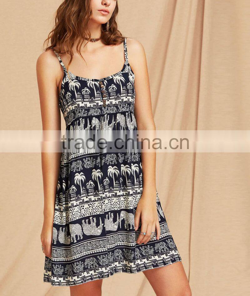 Boho clothing Vintage Indian Print Cami Dress HSd5216