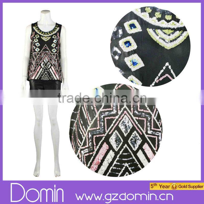 2014 Newest Design Ladies Sleeveless Sequin Tank Tops
