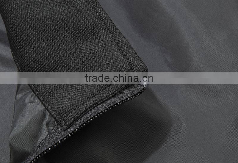 Manufacturer From Jiangxi Men's Waterproof Jacket Black Color Open Fly with Zipper 100% Polyester AC Coated With 1x1 Rib