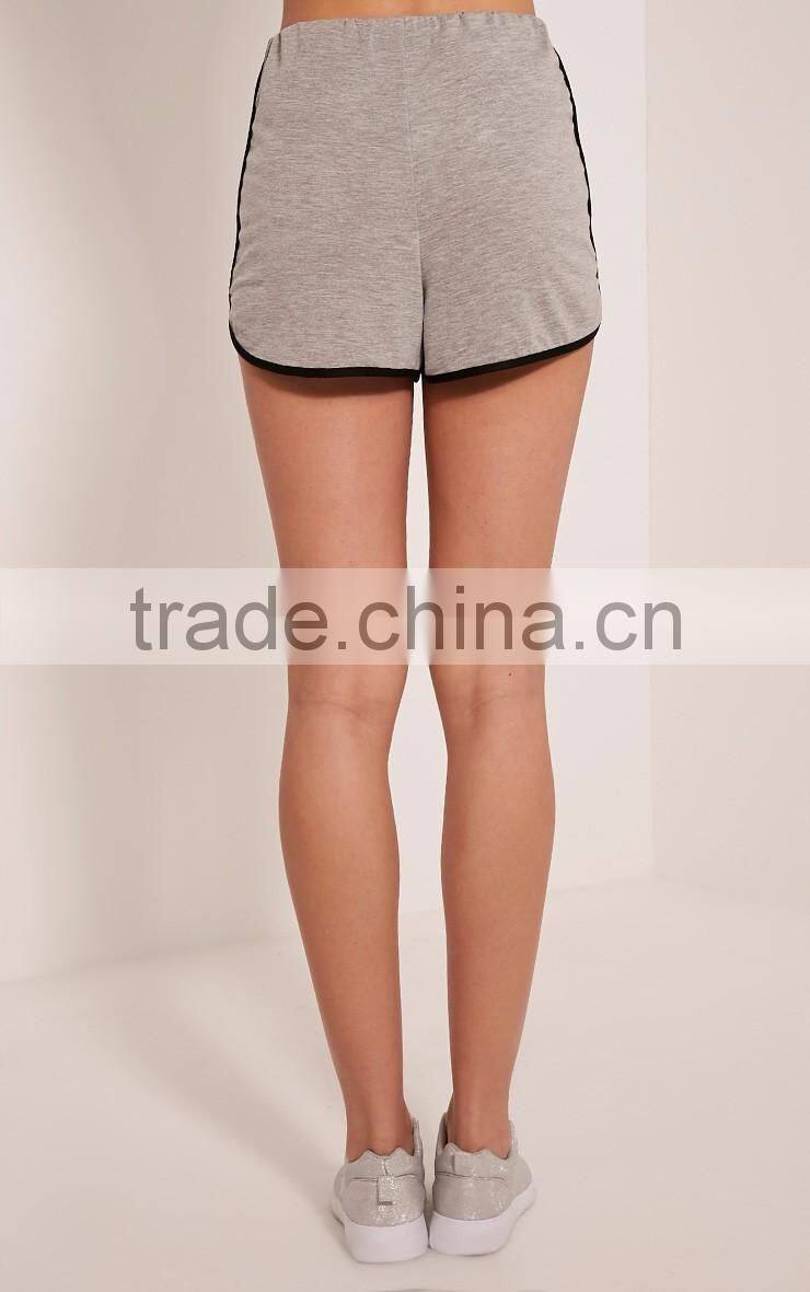 MGOO Women Grey Contrast Runner Shorts Cotton Running Shorts Sport Hot Shorts