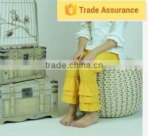 New Design Wholesale Kids Pant Strip Cotton Children's Clothing Wholesale Girls Triple Ruffle Pants