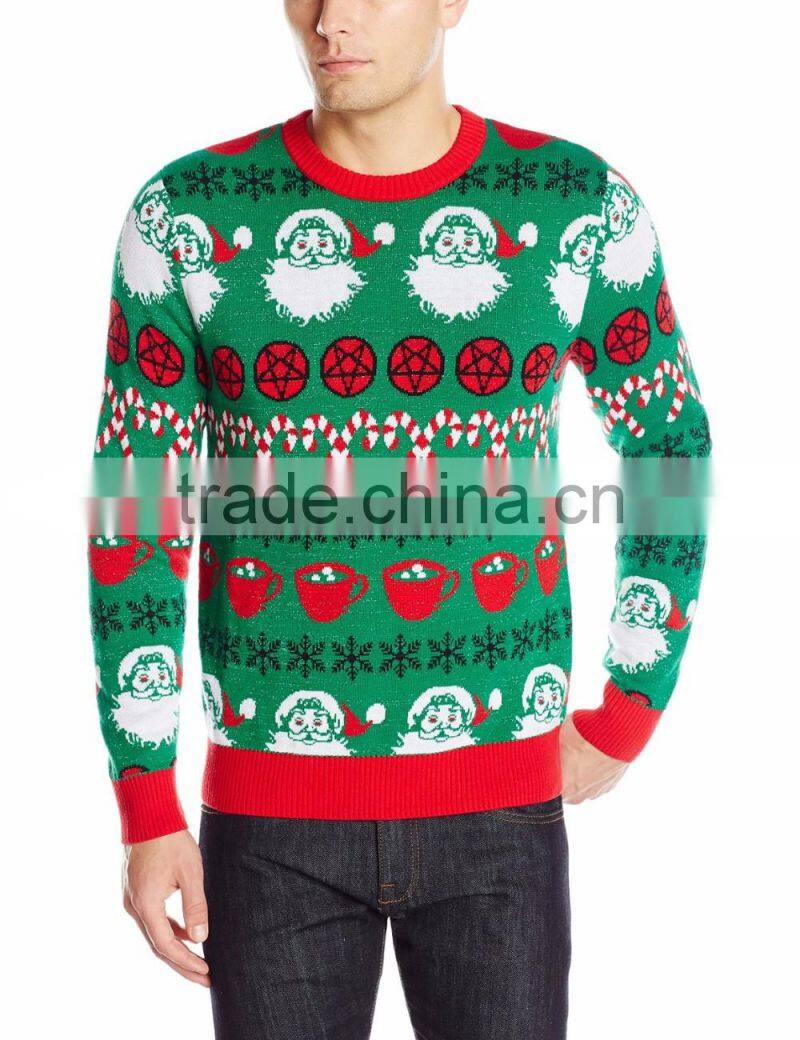 Men Green Sweater Striped Christmas Pattern Christmas Decorations