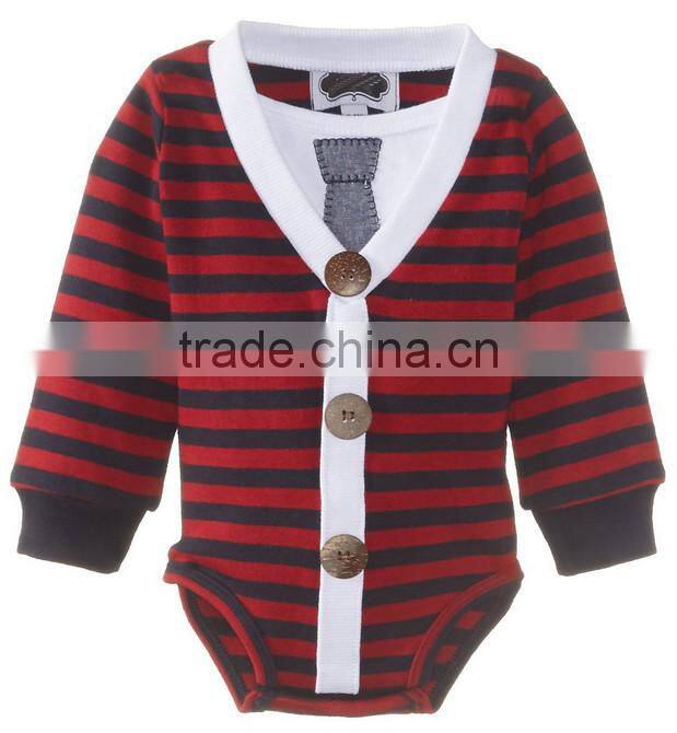 Black and write stripe organic cotton winner wear long sleeve wholesale happy newborn baby boy clothing with button