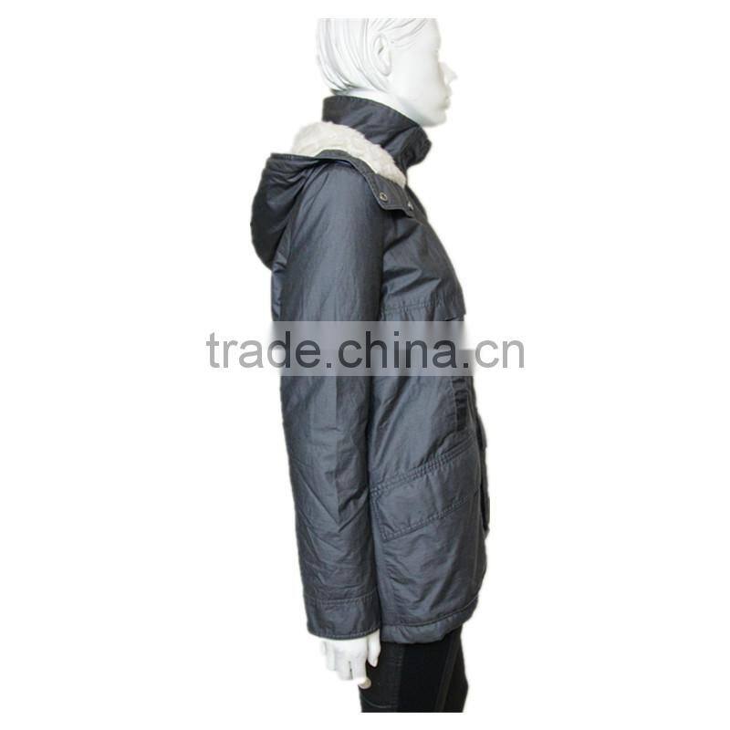 2014-2015 new design lady sherpa lining fabric parka custom made coat lady parka