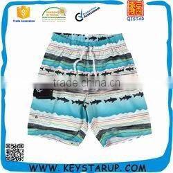 Red Stripe Digital Printing Kids Board Shorts in 100% Polyester Fabric