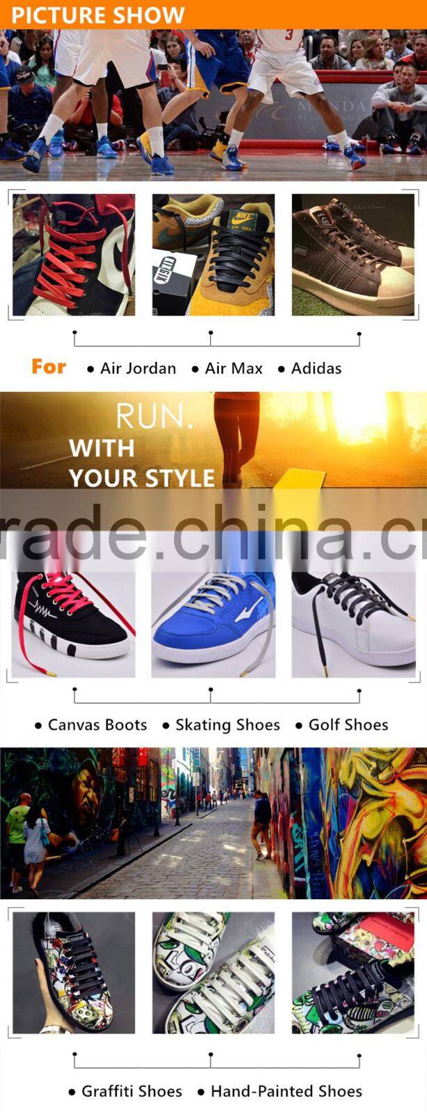 Recycle Waxed Flat Cotton Leather Accessories for All Court-Cross Shoes - All Size - 7-10mm width - Accept Custom - Brown