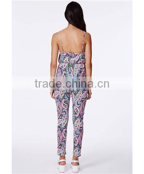 Paisley Print Sleeveless Jumpsuits For Women 2014