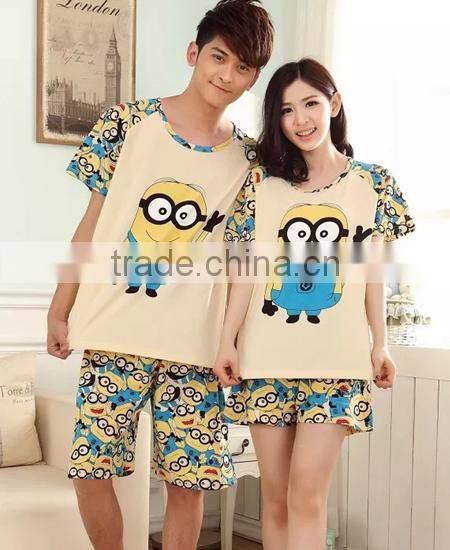 2015 wholesale summer cute couple pajamas