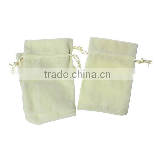 Velvet Jewelry Bags Drawstring Rectangle Off-white 15cm x10cm