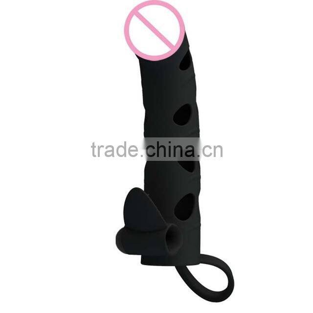Vibrating Penis Sleeve Condom With Ball Strap Tongue Dildo Penis Ring Sex Toy Sex Products For Men