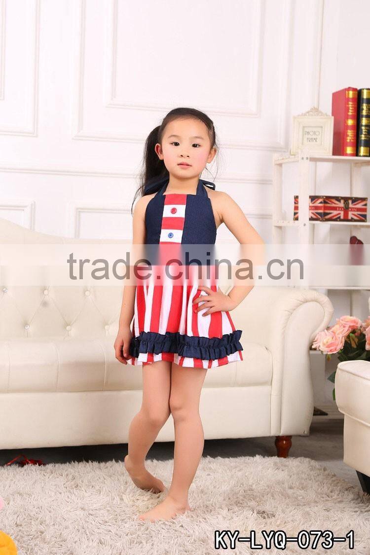 wholesale factory sweet lace lower hem baby girl dress,joint cute dress,hang neck girls dress MC6012204
