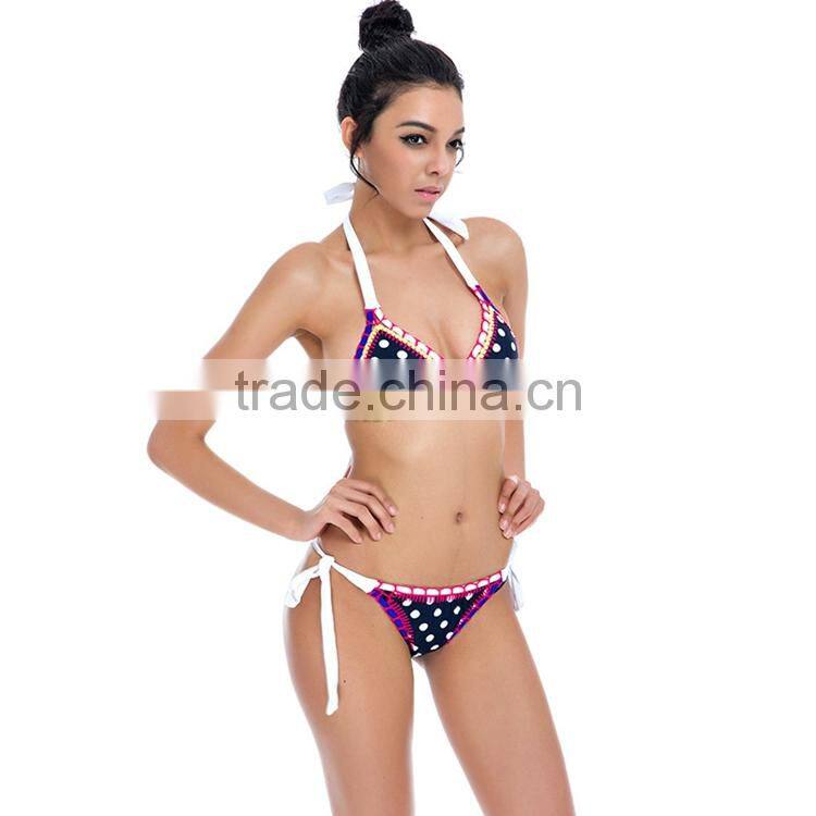 Strappy Multicolor Hand Woven Print Bandage Beach Hot Sexy Bikini