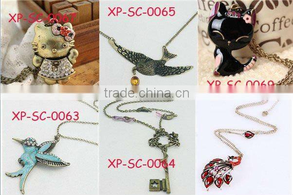 Korean Vintage Pearl Owl Alloy Chain Necklace Jewelry