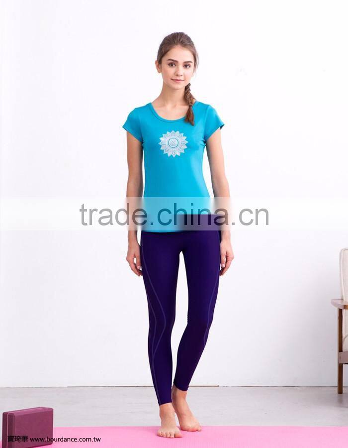 Fitness wear coverstitch women fitness leggings