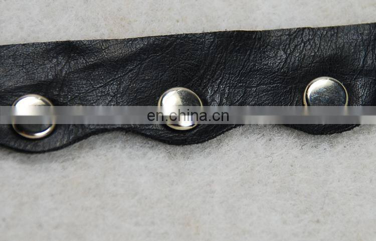 2017 new style pu leather wave lace trimming
